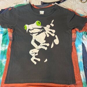 $7 PILE Crewcuts Charcoal Frog Graphic Kids T-Shirt GLOW IN THE DARK